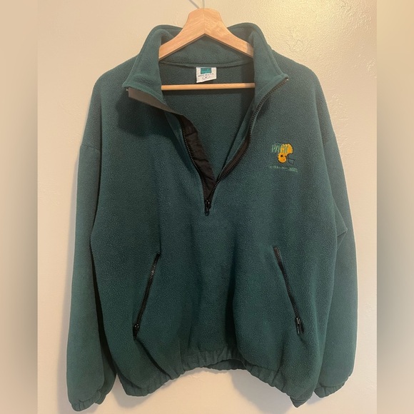 Vintage Green Bay Packers Green Fleece Quarter Zip Pullover w/Embroidered Logo M - Picture 4 of 16